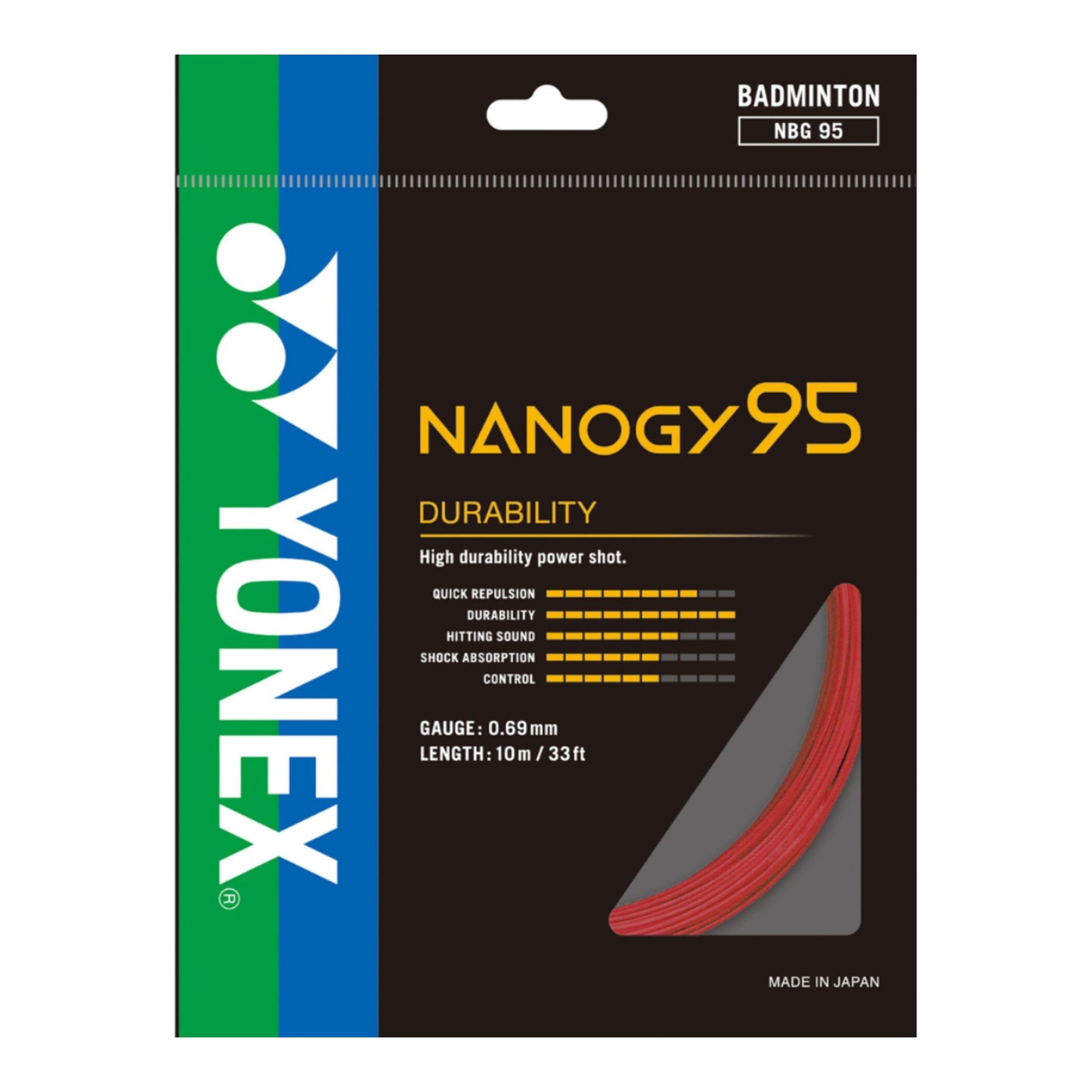 Yonex Nanogy 95 Badminton String – 10m Set – Red