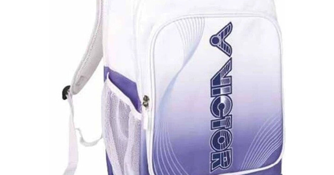 Victor BR2003 badminton backpack in White Jacaranda (white and purple), front view
