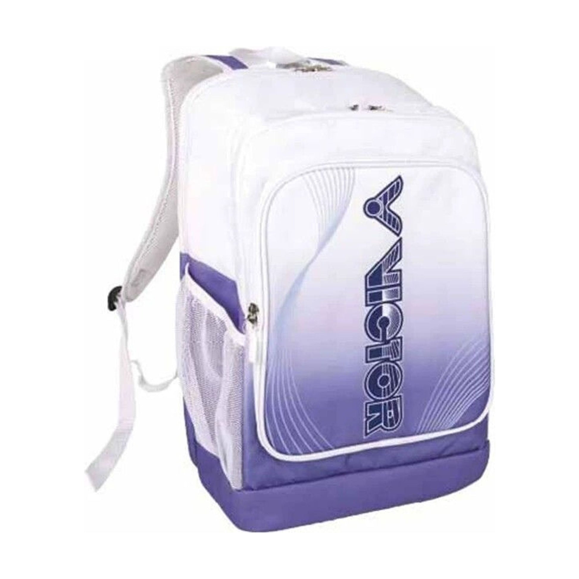 Victor BR2003 badminton backpack in White Jacaranda (white and purple), front view