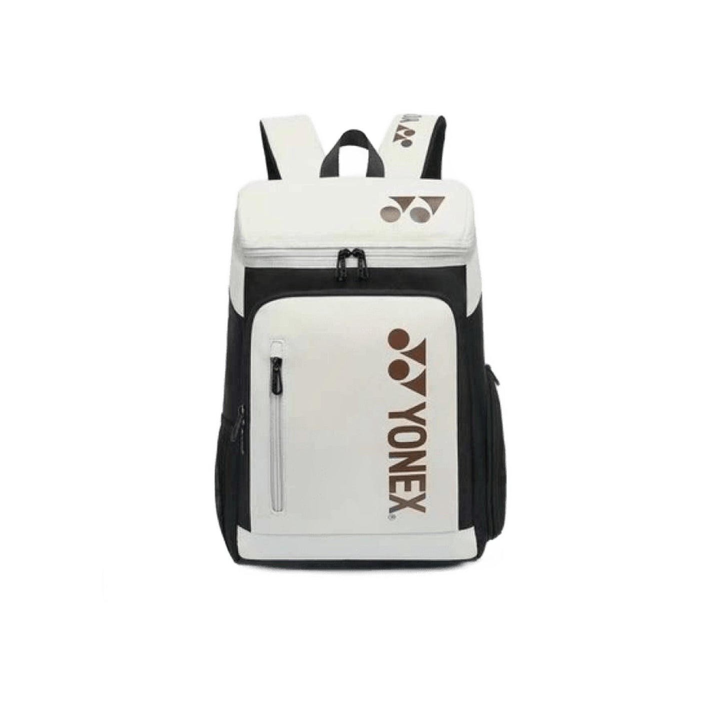 Yonex badminton backpack White/Brown, front view