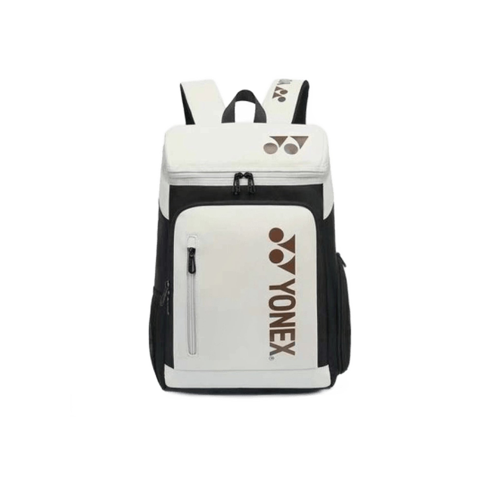 Yonex badminton backpack White/Brown, front view